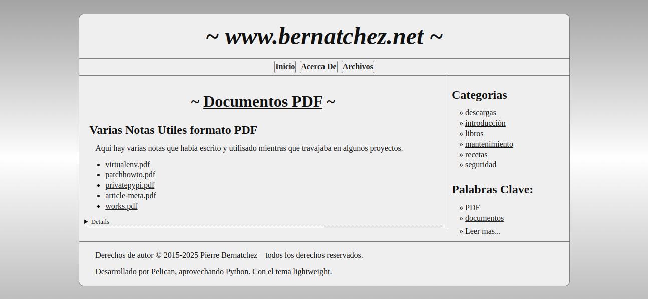 Captura de pantalla del tema pelican lightweight en español